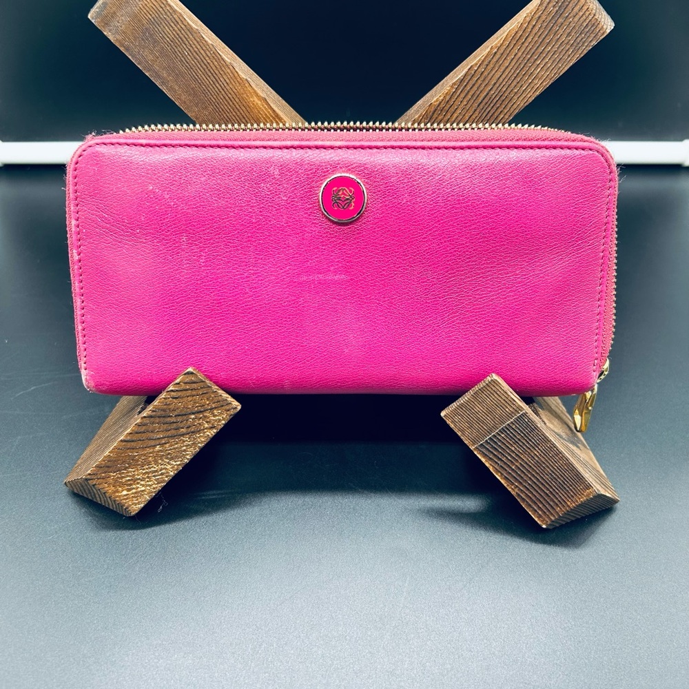 Loewe Electric Pink Leather Long Continental Zipper Wallet